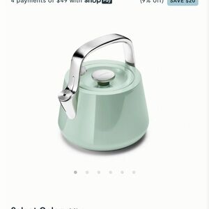 Caraway Mist Green Whistling Tea Kettle clean boiling & brewing NEW